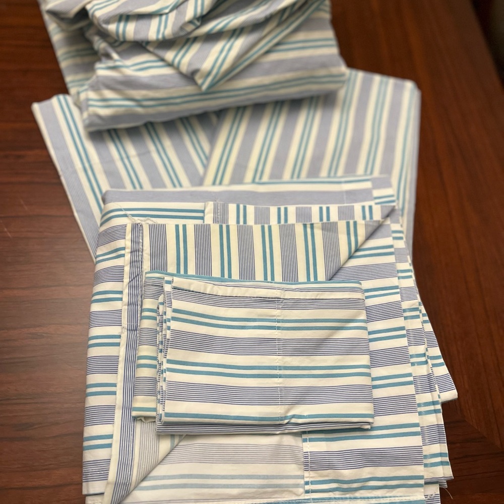 LRL Striped Blue and White Full size Bedding Set - Picture 4 of 16